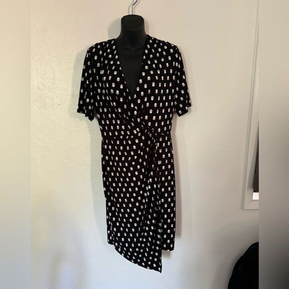 Women’s Faux Wrap Dress Size m BANANA REPUBLIC black 1/4 Length Sleeves - Picture 1 of 6